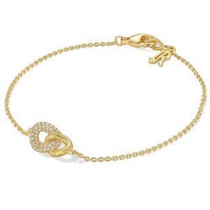 NEW / Judith Ripka / Eternity Link Bracelet in Solid 18K Gold & Diamond